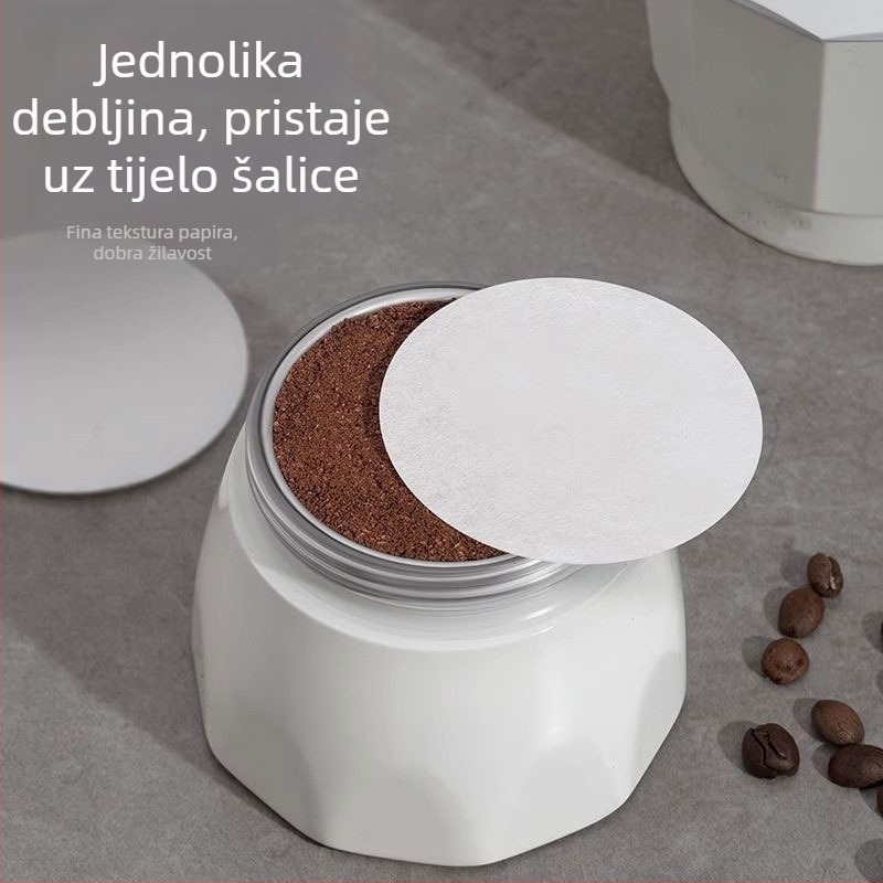 Kružni filtr papir za moka posudu i espresso aparat, filtr papir za prašnu posudu, veličina 5/5/58 mm