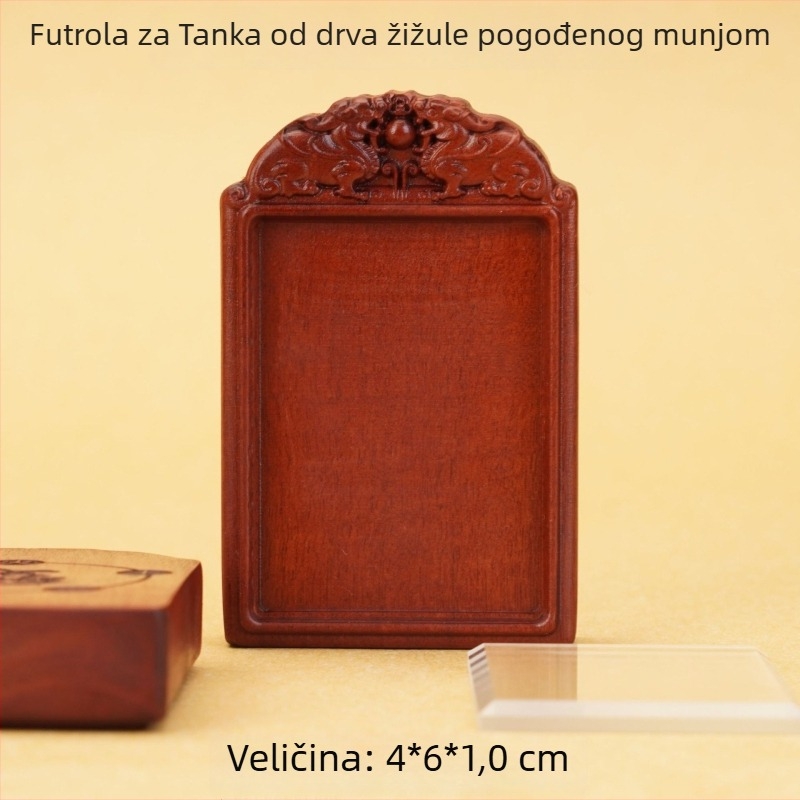 Pixiu Thangka kućište od drva jujube, s plastično-srebrnom staklenom površinom za postavljanje talismana i taoističke ritualne alate