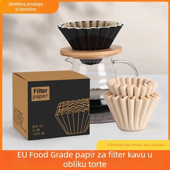 Filtar za kavu od papira u obliku kolača 155/185 za pour-over kavu, sklopivi filtr