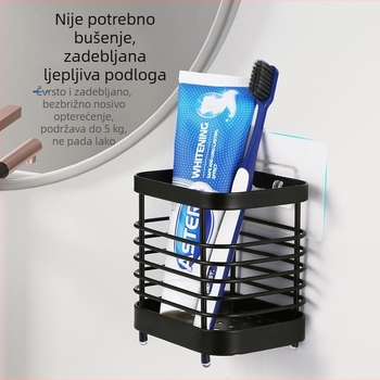 Nerđajući čelični zidni stalak za električne četkice za zube, bez bušenja, s odvodnim pladnjem i držačem za pastu