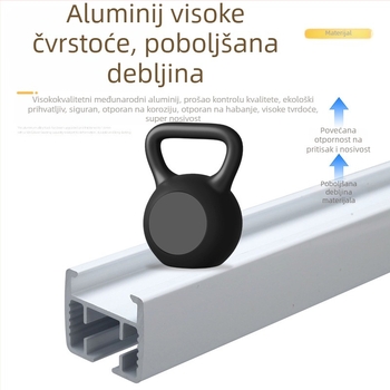 Električna šina za zavjese s ležajnim kolima, debeli aluminijski ravni tračnici, montaža na plafon, pribor za zavjese
