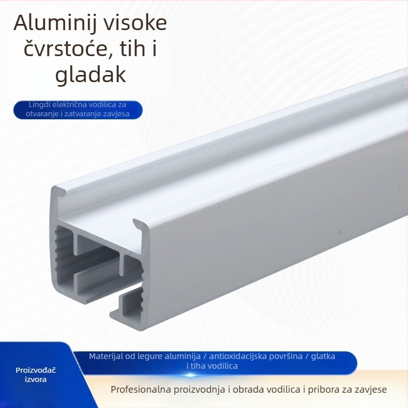 Električna šina za zavjese s ležajnim kolima, debeli aluminijski ravni tračnici, montaža na plafon, pribor za zavjese