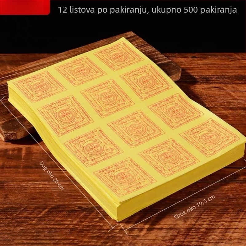 Tibetanski stil: set od 27.000 papira za dimne žrtve i Vajra mantre za obrede predaka – žuti papir
