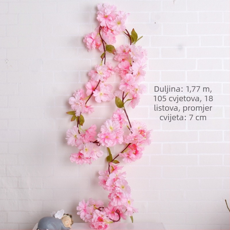 Umjetno cvijeće Sakura: buket i lozu, 200 cm visine, bijela, ružičasta i ružičasto crvena