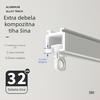 3,2 mm aluminijska legura, tiha zavjesna šina s kliznim kolom, ravna šina — Zhangsuju