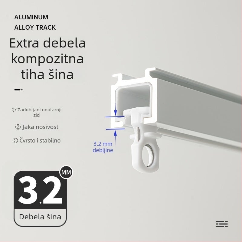 3,2 mm aluminijska legura, tiha zavjesna šina s kliznim kolom, ravna šina — Zhangsuju