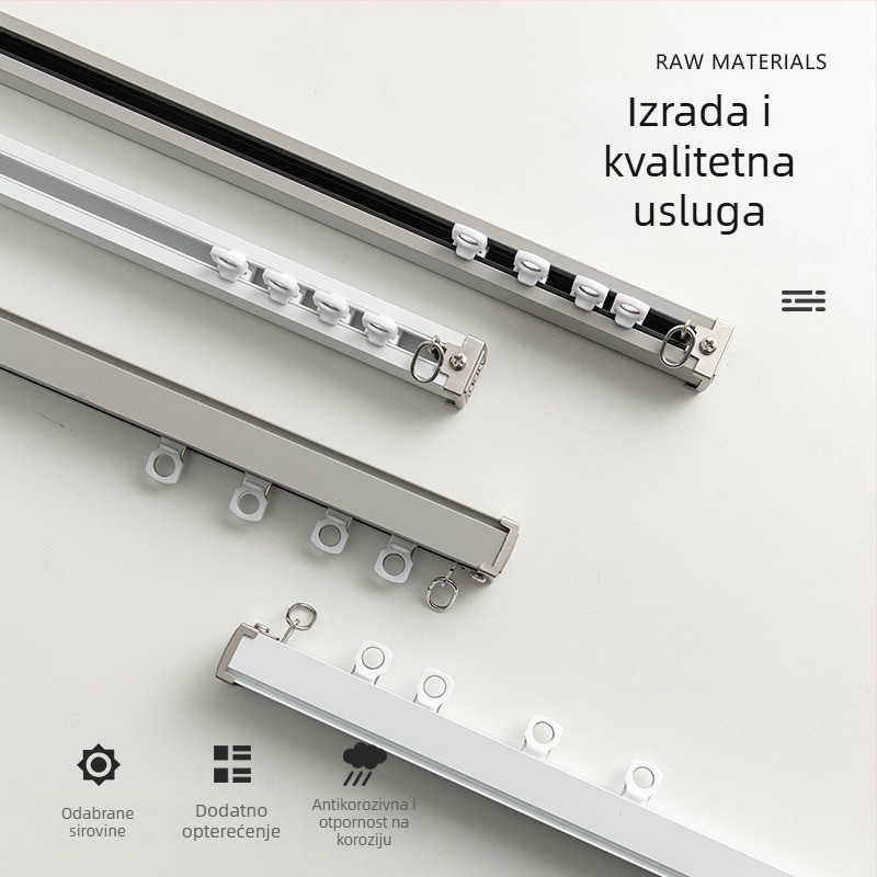 3,2 mm aluminijska legura, tiha zavjesna šina s kliznim kolom, ravna šina — Zhangsuju