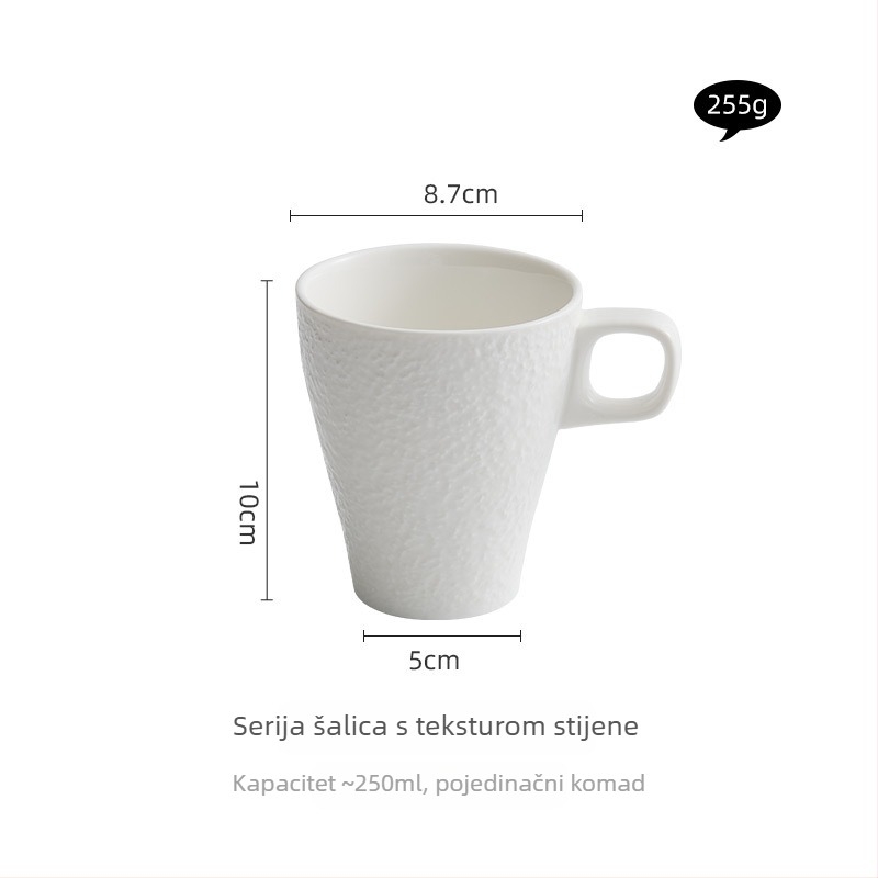 Keramička šalica s uzorkom kamena, s držačem, velikog kapaciteta – šalica za doručak, čaj ili kava