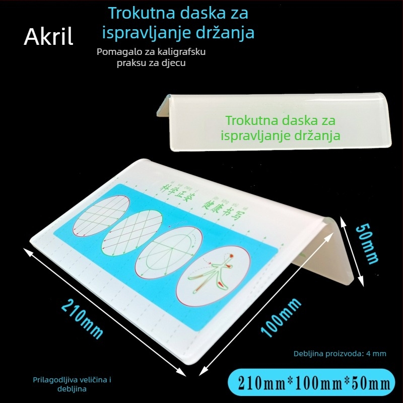 Akrilna trokutasta ploča za pravilnu poziciju zgloba – korektor za sprječavanje savijanja zgloba, poseban alat za kaligrafiju