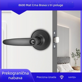 Unutarnja brava za vrata s ručkom, za spavaću sobu i kupaonicu, crna, tiho djelovanje