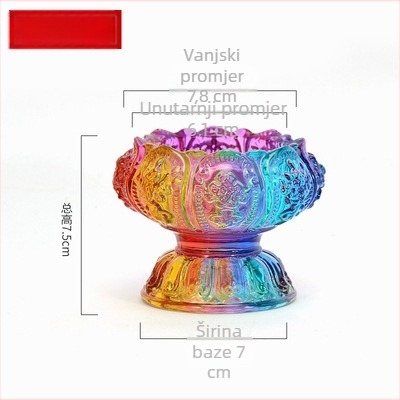 Držač Budine maslene lampe sa šarenom glazurom i osam sretnih motiva, otporan na visoke temperature, svijećnjak za hram ili dom