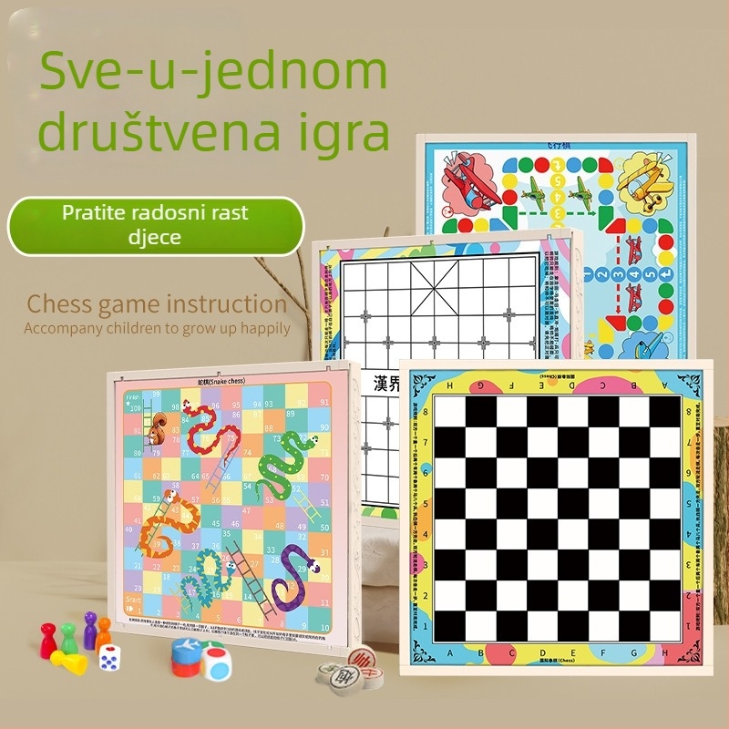 Edukativna društvena igra za djecu: Flying Chess i Gomoku — višefunkcionalna šahovska ploča, sve-u-jednom