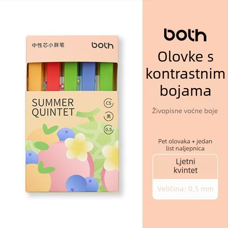 BOTH Gel olovka s voćnim bojama blokiranja, džepna, povlačni mehanizam, okruglo tijelo, prijenosna