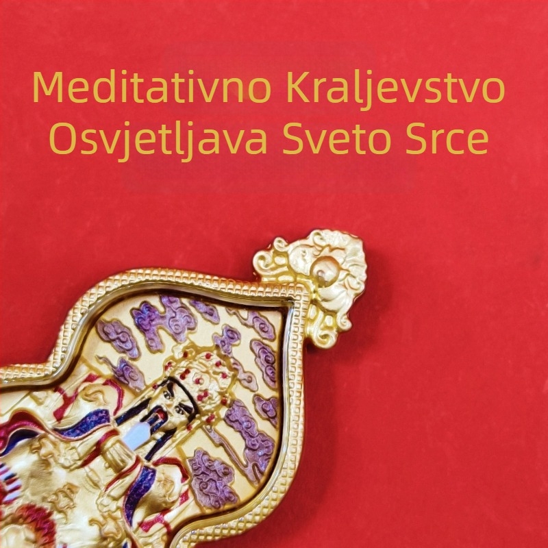Metalni Thangka amulet s pet bogova bogatstva, Bodhisattva Guangji Dragon King, talisman u obliku kalabasha, Mini Thangka