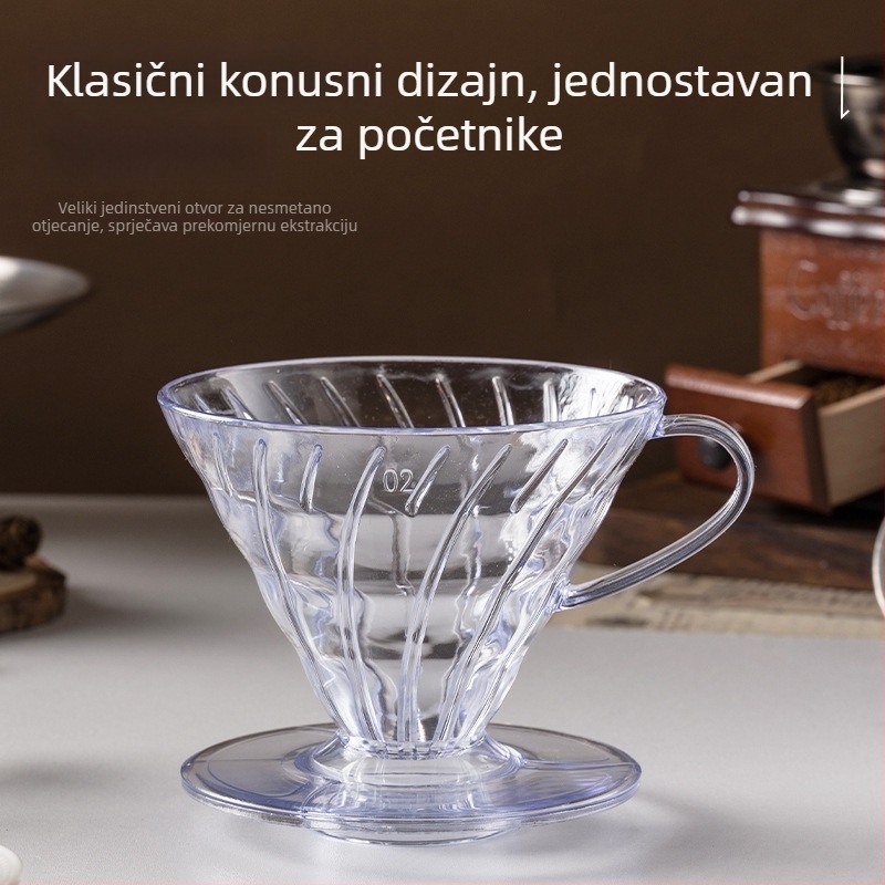 Na skladištu: plastični filter za kavu, prozirna konusna drip posuda za dijeljenje