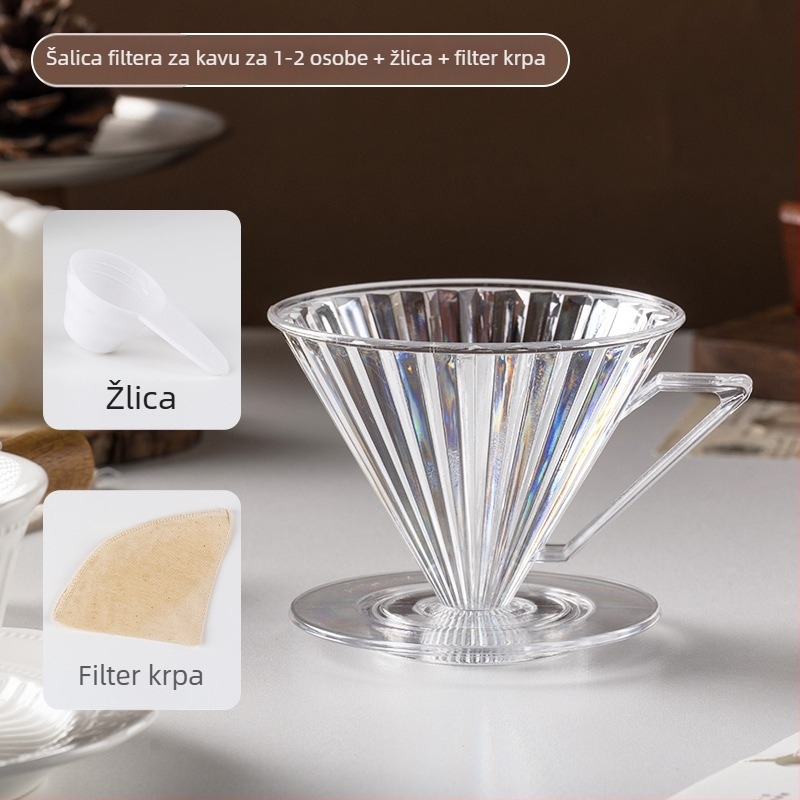 Na skladištu: plastični filter za kavu, prozirna konusna drip posuda za dijeljenje
