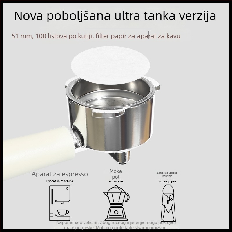 Okrugli papir za filtriranje kave za moka lonac – sekundarni filter, univerzalno 58 mm