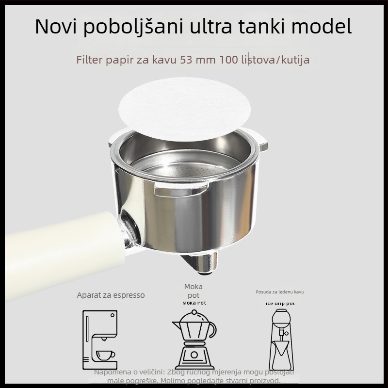 Okrugli papir za filtriranje kave za moka lonac – sekundarni filter, univerzalno 58 mm