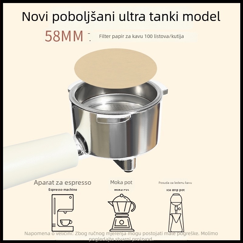 Okrugli papir za filtriranje kave za moka lonac – sekundarni filter, univerzalno 58 mm