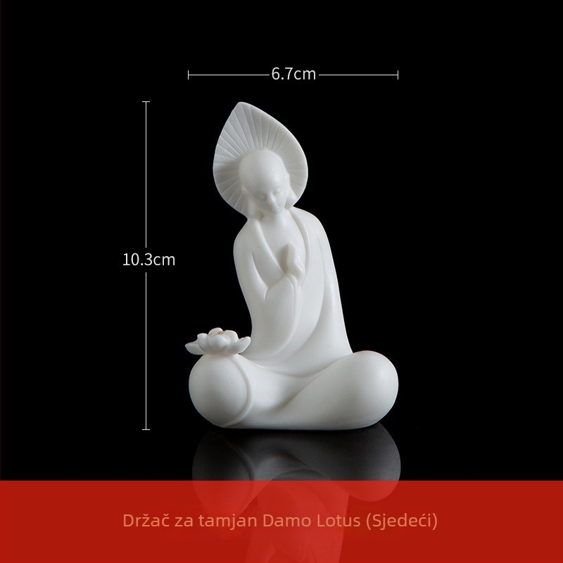 Dehua keramički držač za tamjan – Zen figurica Bodhidharma i Guanyin, kućna dekoracija.