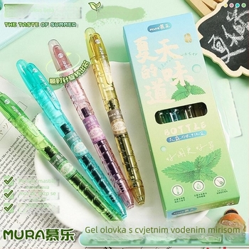 Gel olovka Mule ST s mirisom cvijeća, automatski mehanizam, 0,5 mm, crna tinta
