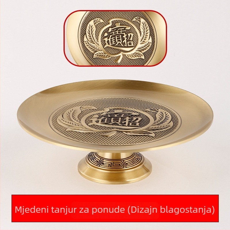 Mesingeni pladanj za darove s lotosom, voćem i Budin kipom – ukrasni predmeti