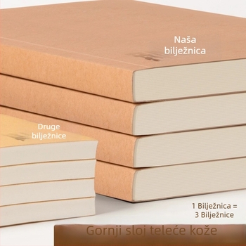 Vintage bilježnica od kraft papira, prazna bilježnica, jednostavan zapisnik, format A5, s debelim linijama na stranicama