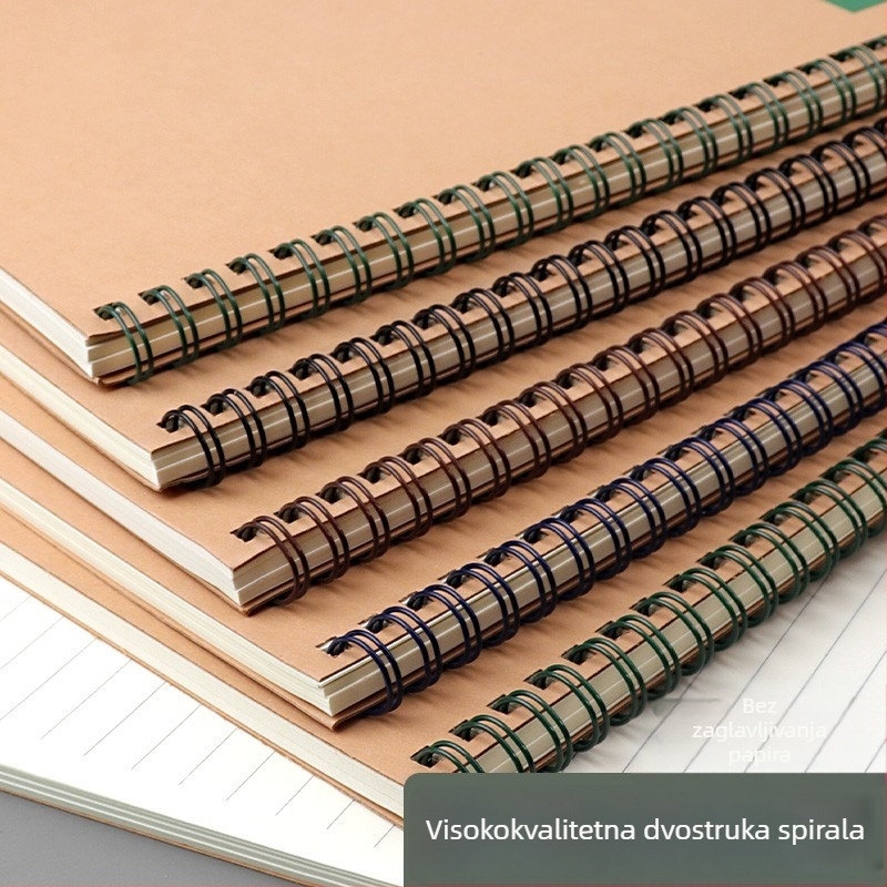 Deli spiralni bilježnica od kraft papira, A5/B5, debela, za djecu i učenike