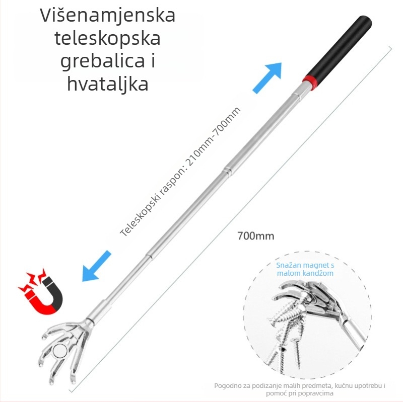Višenamjenski teleskopni hvatač za male predmete i češalj za leđa za kućnu upotrebu