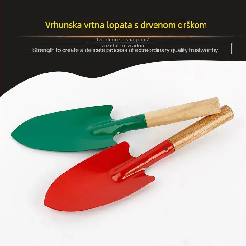 Mini vrtna lopatica s drvenom drškom za cvijeće i povrće – višenamjenski vrtni alat