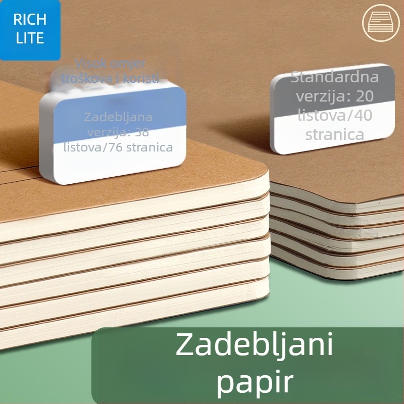 16K32K bilježnica s kožnim šivanjem, veliki format za učenike srednje škole, Kraft papir bilježnica s vezivanjem koncem