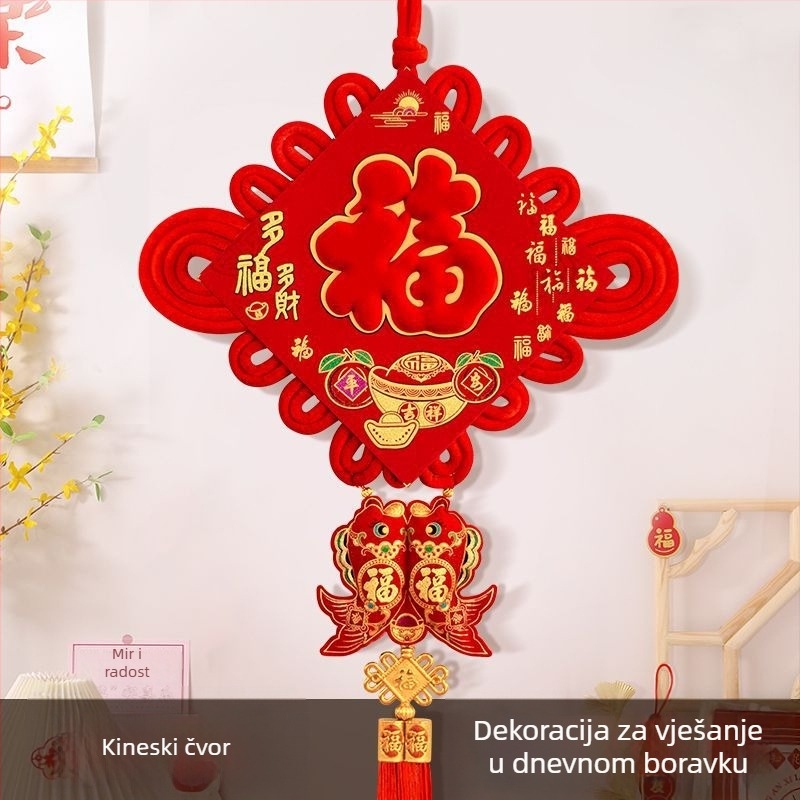 Veliki kineski čvor talisman sreće, zidna dekoracija za dnevni boravak i hodnik, dekor za novi dom za proljetnu proslavu
