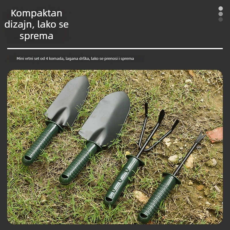 Četverodjelni set vrtnih alata s plastičnim držačima od nehrđajućeg čelika