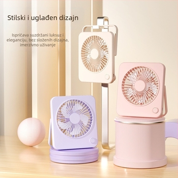 Izuzetno tih tanak USB punjivi stolni ventilator s ugrađenom baterijom 2000-4000mAh, mogućnost montaže na zid, digitalni prikaz, 5 brzina
