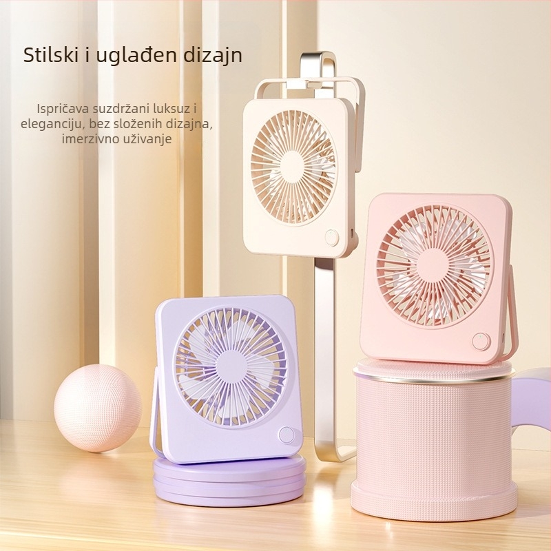 Izuzetno tih tanak USB punjivi stolni ventilator s ugrađenom baterijom 2000-4000mAh, mogućnost montaže na zid, digitalni prikaz, 5 brzina