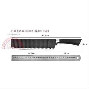 Set kuhinjskih noževa s crnim oštricom i uzorkom valova, 6 komada, kutija za poklon