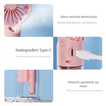 Prijenosni ventilator s raspršivanjem i ovlaživanjem, hlađenje, ručni mali ventilator F3