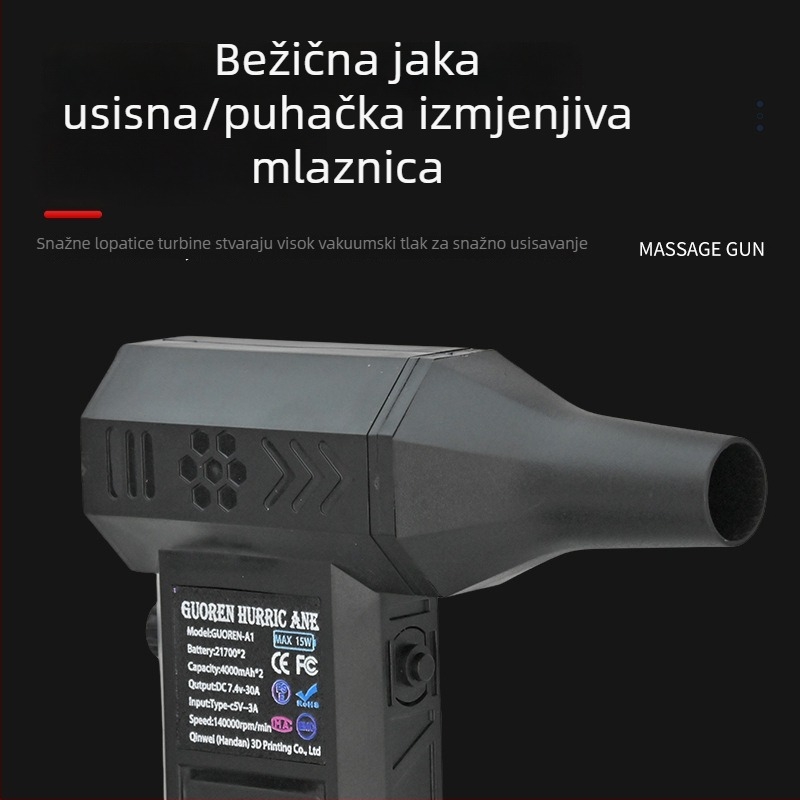 Ručni turbinski ventilator, mini, za vanjsku upotrebu, s ugrađenom baterijom