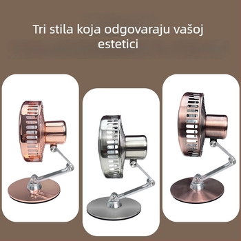 Metalni stolni ventilator, sklopivi, USB‑punjivi, tih, za ured