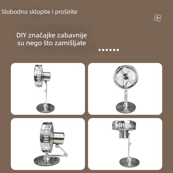 Metalni stolni ventilator, sklopivi, USB‑punjivi, tih, za ured