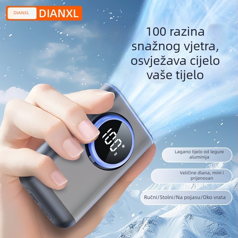 Ventilator oko struka od legure, USB, prijenosni za vanjsku upotrebu, mini i tih, s ugrađenom baterijom