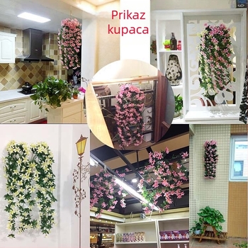 Mala umjetna vinija ljiljana – plastično i svileno cvijeće, unutarnja dekoracija dnevnog boravka, zidni viseći koš, duljina 30–100 cm