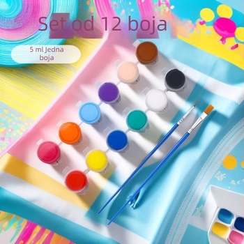 Dječji set akrilnih boja, 12 boja, 5 ml cijevi, sve-u-jednom paket za umjetnost i rukotvorine