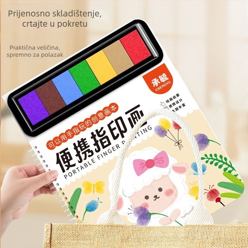 Dječji set za crtanje prstima: perivo mastilo i otisak, ekološki, prijenosan