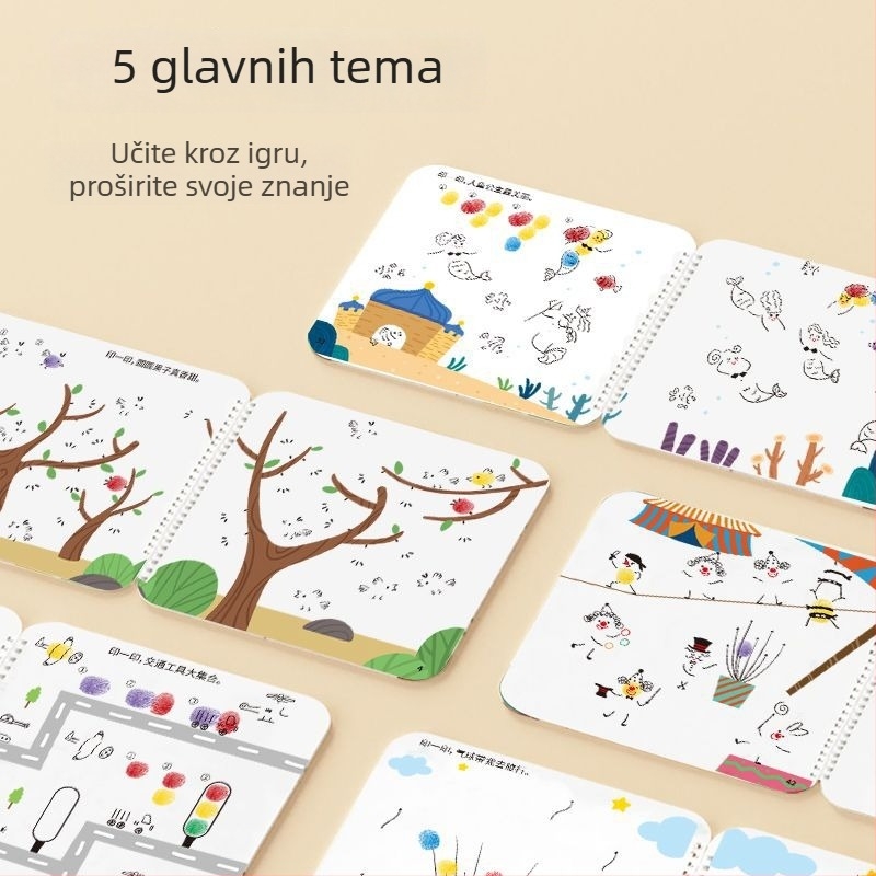 Dječji set za crtanje prstima: perivo mastilo i otisak, ekološki, prijenosan