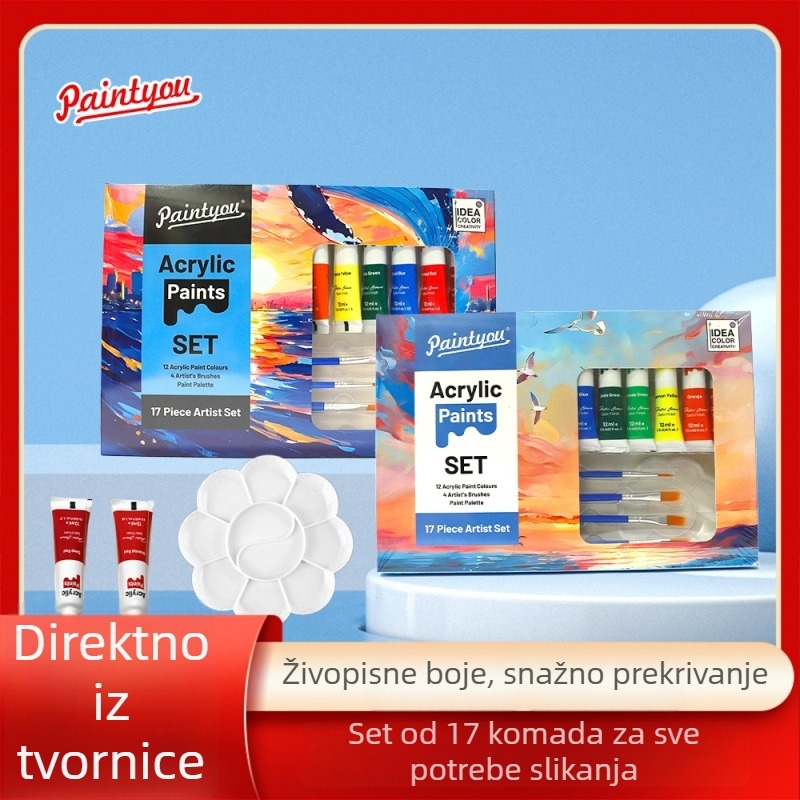 Paintyou set akrilnih boja, 12 ml, 12 boja za djecu, netoksičan, lako se pere, idealan za DIY umjetnost i slikanje po zidovima