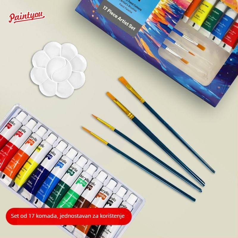 Paintyou set akrilnih boja, 12 ml, 12 boja za djecu, netoksičan, lako se pere, idealan za DIY umjetnost i slikanje po zidovima