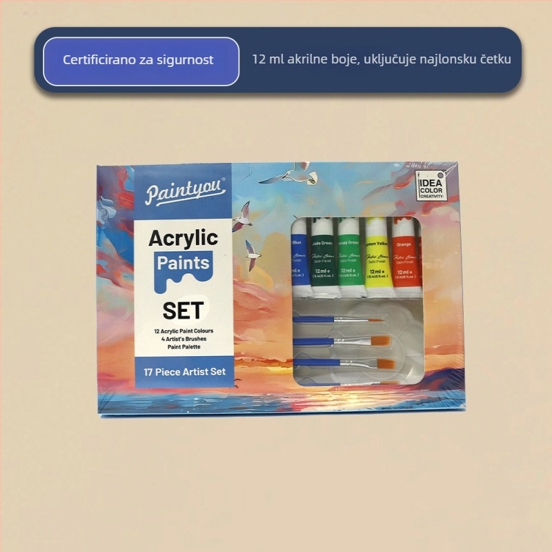 Paintyou set akrilnih boja, 12 ml, 12 boja za djecu, netoksičan, lako se pere, idealan za DIY umjetnost i slikanje po zidovima