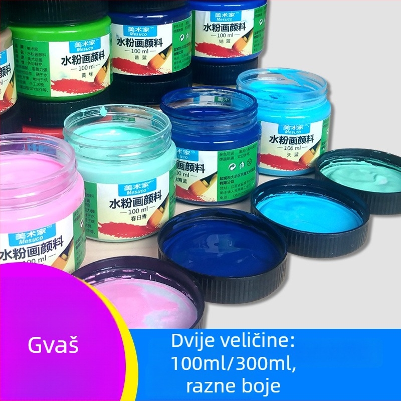 Set gouache boja 100 ml za studente umjetnosti i djecu, 12 boja u kutiji za crtanje i slikanje