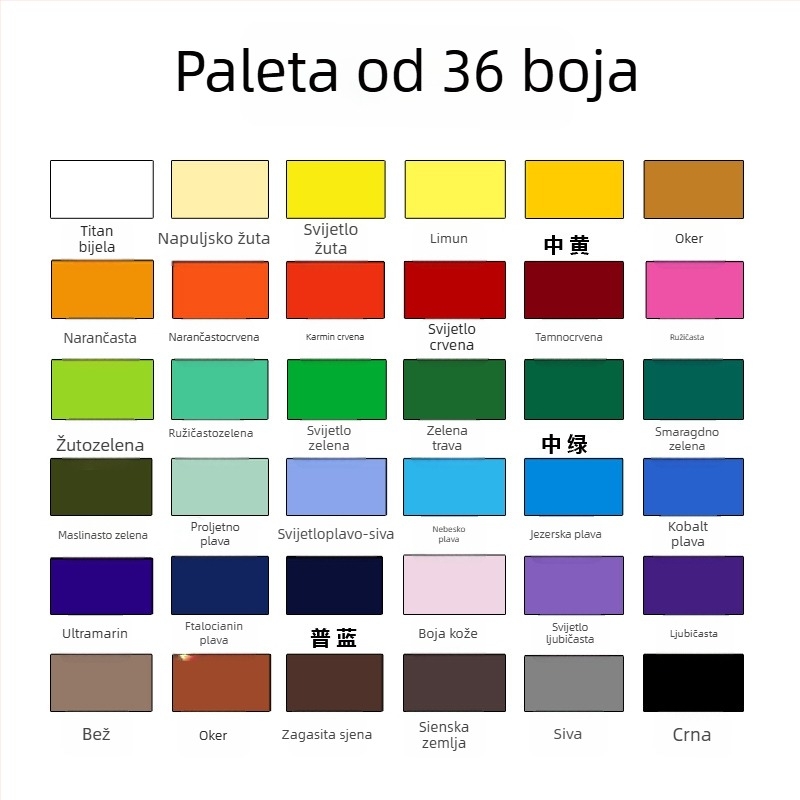 Set gouache boja 100 ml za studente umjetnosti i djecu, 12 boja u kutiji za crtanje i slikanje